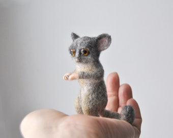 Custom Made Pet Portrait, Needle felted Bush Baby- Galago or any other pet animal - made to order