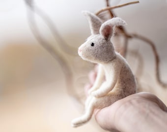 Needle Felted Rabbit, Felt Hare, Handmade Animal,  Rabbit Doll - made to order