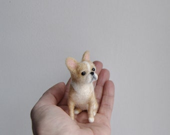 Custom Made Pet Portrait, SMALL SIZE, Needle Felted Miniature Dog, English Bulldog, Frenchie, Pug or any other breed