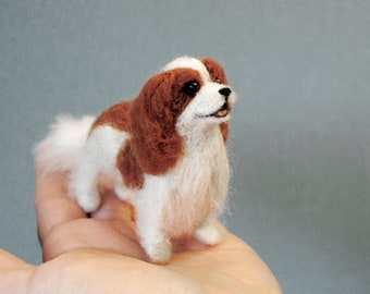 Custom Made Pet Portrait, SMALL SIZE, Personalized Felt Miniature Dog: Cavalier King Charles Spaniel or any other breed