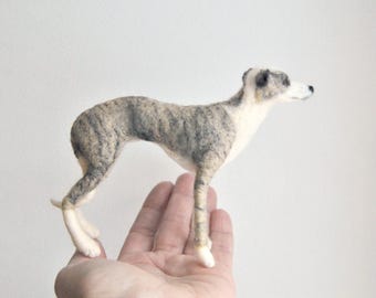 Scultura di cane personalizzata, Whippet in feltro ad ago, Greyhound o qualsiasi altra razza