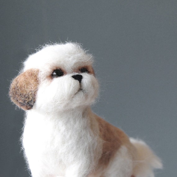 Shih Tzu Custom Needle Felted Dog Sculpture Pet Replica Stuffed Dog Memory  Pet Portrait Wool Figurine Wool Art Toys Wool Animal 