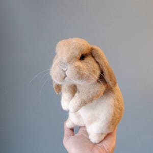 Custom Made Rabbit, Needle Felted Rabbit, Handmade Lifelike Felt Rabbit: Seal Point Dwarf Lop, Holland Lop, French Lop or any other breed image 4