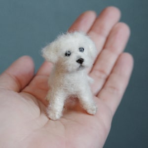 Custom Made Pet Portrait, SMALL SIZE, Needle Felted Miniature Dog, Needle Felted Bichon Frise or any other dog breed