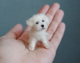 Custom Made Pet Portrait, SMALL SIZE, Needle Felted Miniature Dog, Needle Felted Bichon Frise or any other dog breed