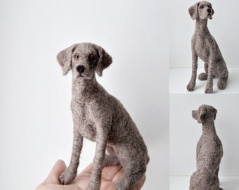 Needle Felted Dog, Custom Made Dog Portrait, Weimaraner or any other breed - made to order