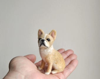 French bulldog, Needle Felted Dog Miniature - READY TO SHIP