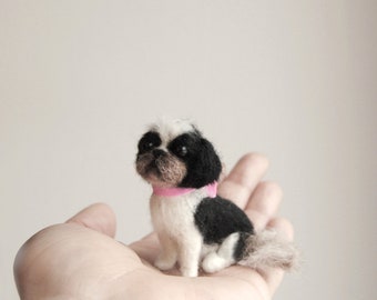 Custom Made Pet Portrait, SMALL SIZE, Personalized Felt Miniature Dog: Shih Tzu, Lhasa Apso or any other breed