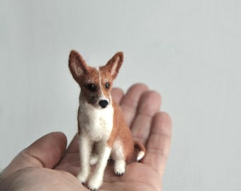 Custom Made Pet Portrait, SMALL SIZE, Personalized Felt Miniature Dog: Basenji or any other dog breed
