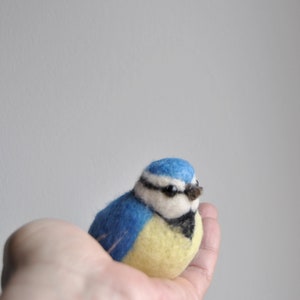 Needle Felted Blue Tit, Handmade Bird, Cute Felt Blue Tit, Birds Home Decor READY TO SHIP image 3