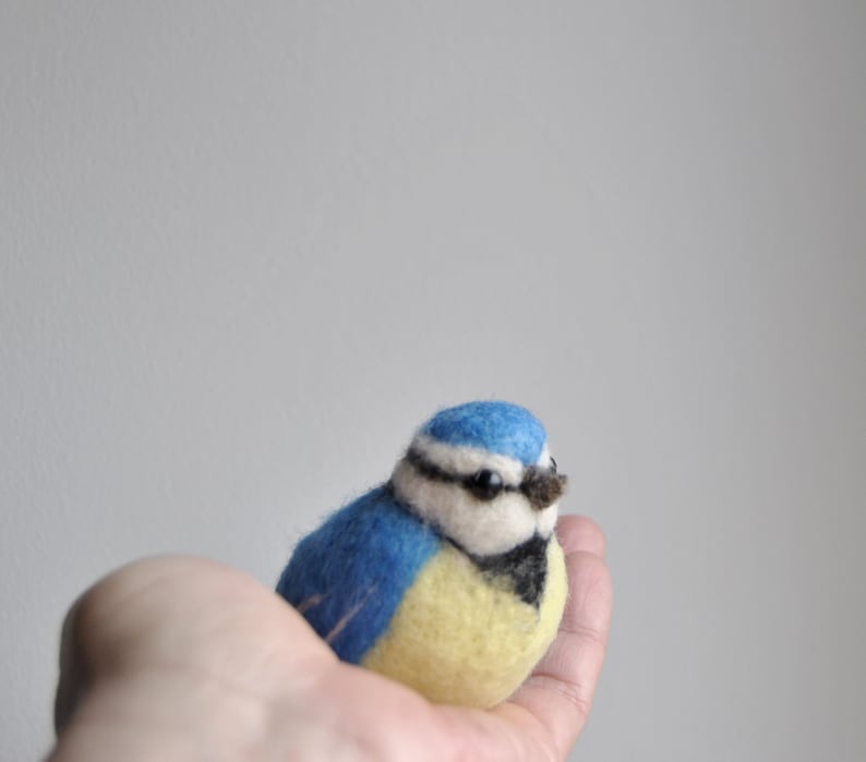 Needle Felted Blue Tit, Handmade Bird, Cute Felt Blue Tit, Birds Home Decor READY TO SHIP image 3