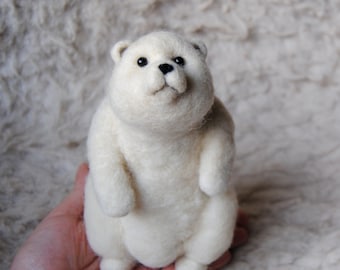 Needle Felted Polar Bear - READY TO SHIP