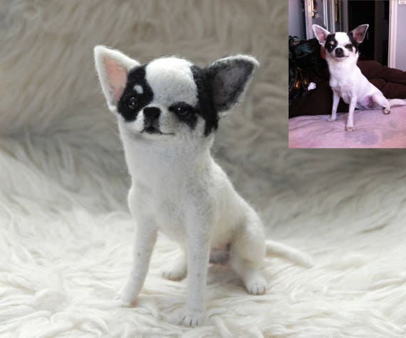 Needle Felted Chihuahua Custom Made Dog Portrait Handmade Etsy