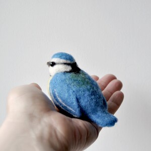Needle Felted Blue Tit, Handmade Bird, Cute Felt Blue Tit, Birds Home Decor READY TO SHIP image 2