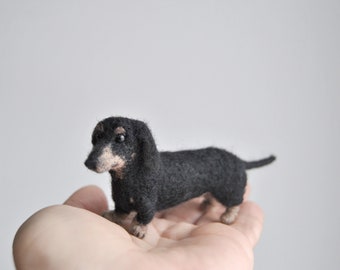 Custom Made Pet Portrait, SMALL SIZE, Needle Felted Miniature Dog, Long haired Dachshund or any other breed