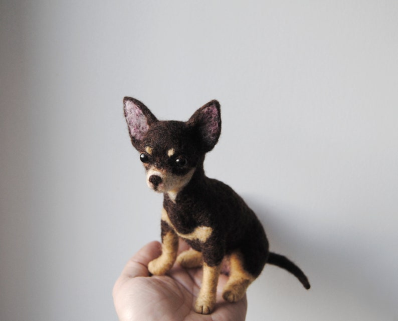 Needle Felted Chihuahua, Custom Made Dog Portrait, Chihuahua or any other breed made to order image 2