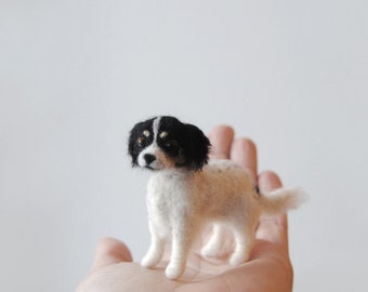 Custom Made Pet Portrait, SMALL SIZE, Personalized Felt Miniature Dog: English Springer Spaniel or any other breed