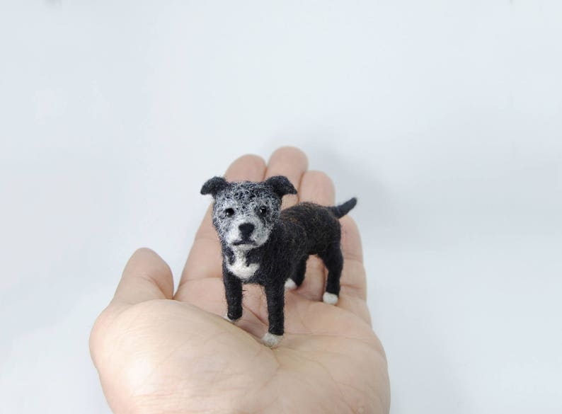 Custom Made Pet Portrait, SMALL SIZE, Personalized Felt Miniature Dog: Pit Bull or any other dog breed image 1