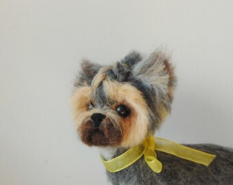 Yorkie Puppy, Needle Felted Dog, Custom Made 3D Dog Portrait, Yorkshire Terrier or any other breed - made to order