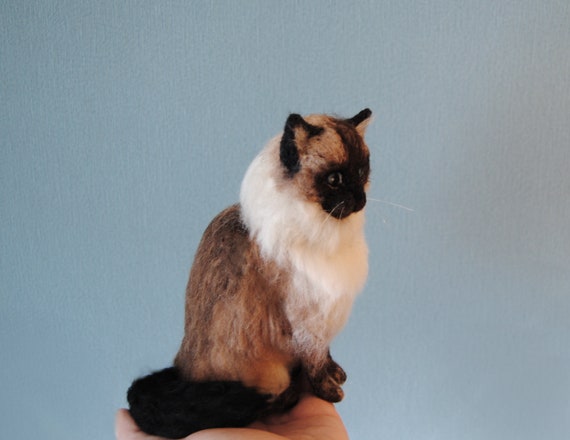 Custom Made Cat Needle Felted Cat Portrait Long Haired Etsy