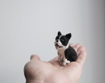 Custom Made Pet Portrait, SMALL SIZE, Personalized Felt Miniature Dog: Boston Terrier or any other dog breed