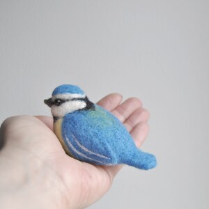 Needle Felted Blue Tit, Handmade Bird, Cute Felt Blue Tit, Birds Home Decor READY TO SHIP image 4