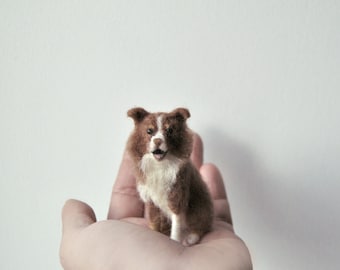 Custom Made Pet Portrait, SMALL SIZE, Needle Felted Miniature Dog, Australian Shepherd, Collie or any other breed