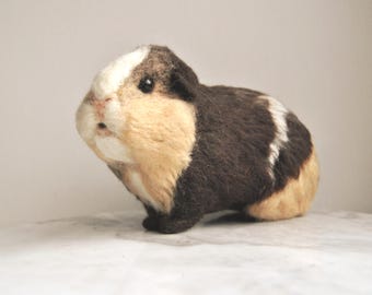 Needle Felted Short Haired Guinea Pig, Custom Made Pet Soft Sculpture, Handmade Animal, Custom Made Pet Portrait