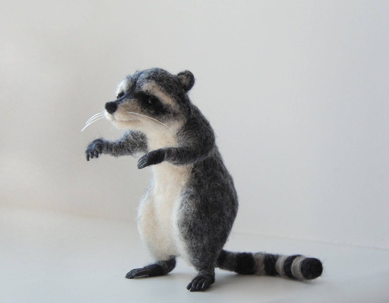 Needle Felted Raccoon Miniature Handmade Animal Felted Soft Etsy