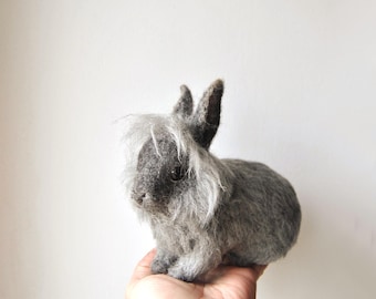 Custom Made Rabbit, Lifelike Needle Felted Rabbit: Lionhead rabbit, or any other breed
