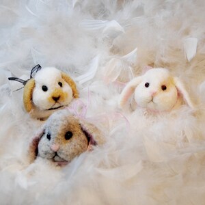Needle Felted Lop Eared Rabbit, Handmade Bunny; White, Grey or White ...