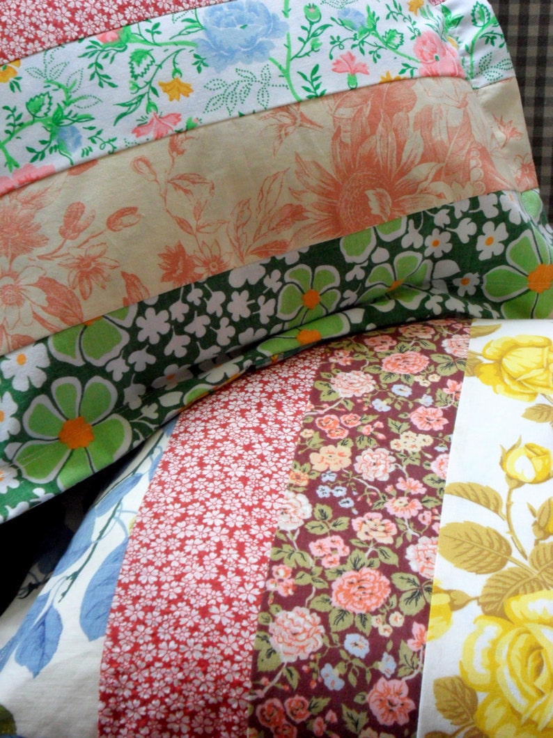 Hotchpotch Vintage Patchwork Stripes Cushion Cover Etsy