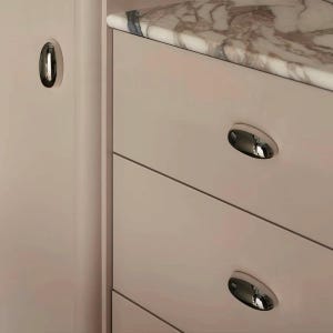 Polished Chrome Pebble Drawer Pull | Solid Brass, Organic Curve Cabinet Hardware