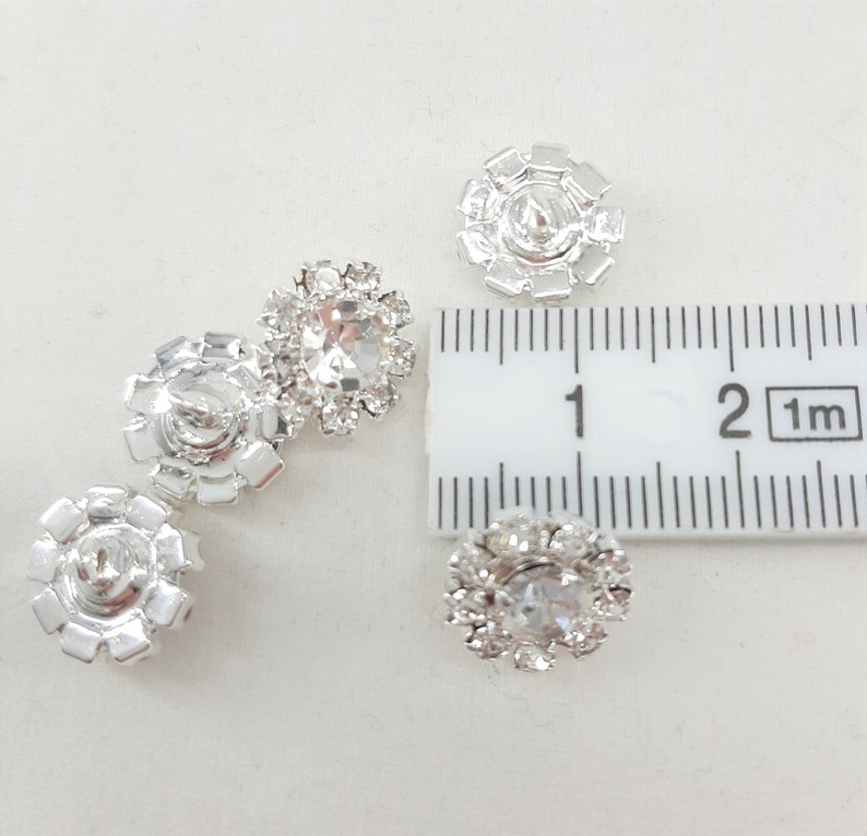 PK of 5 or 20, Small Round Clear Rhinestone Crystal Buttons with Shank Back BUT-100 image 5