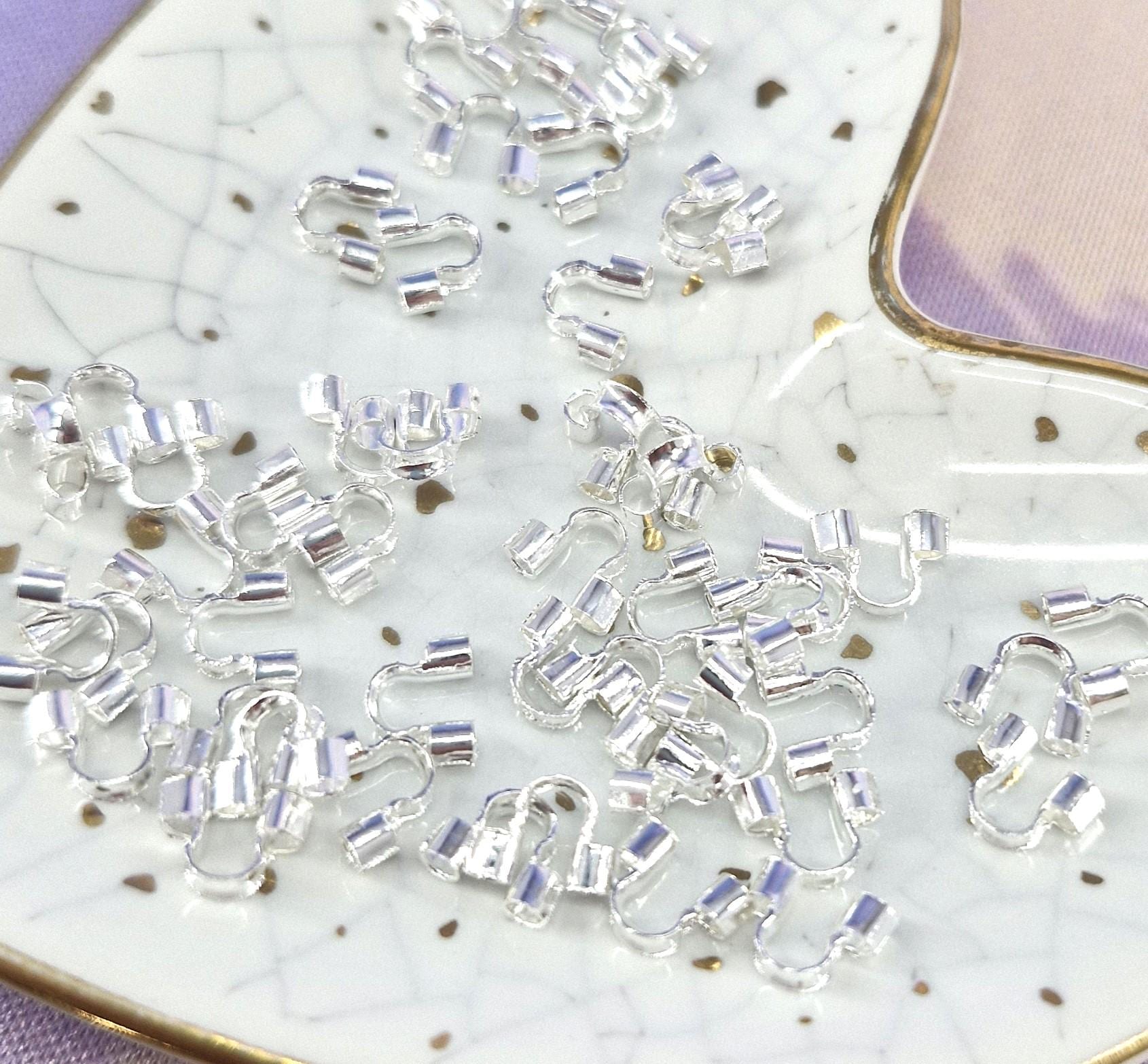 50Pcs U Shape Silver Plated Wire Protectors Guard Crimp Beads