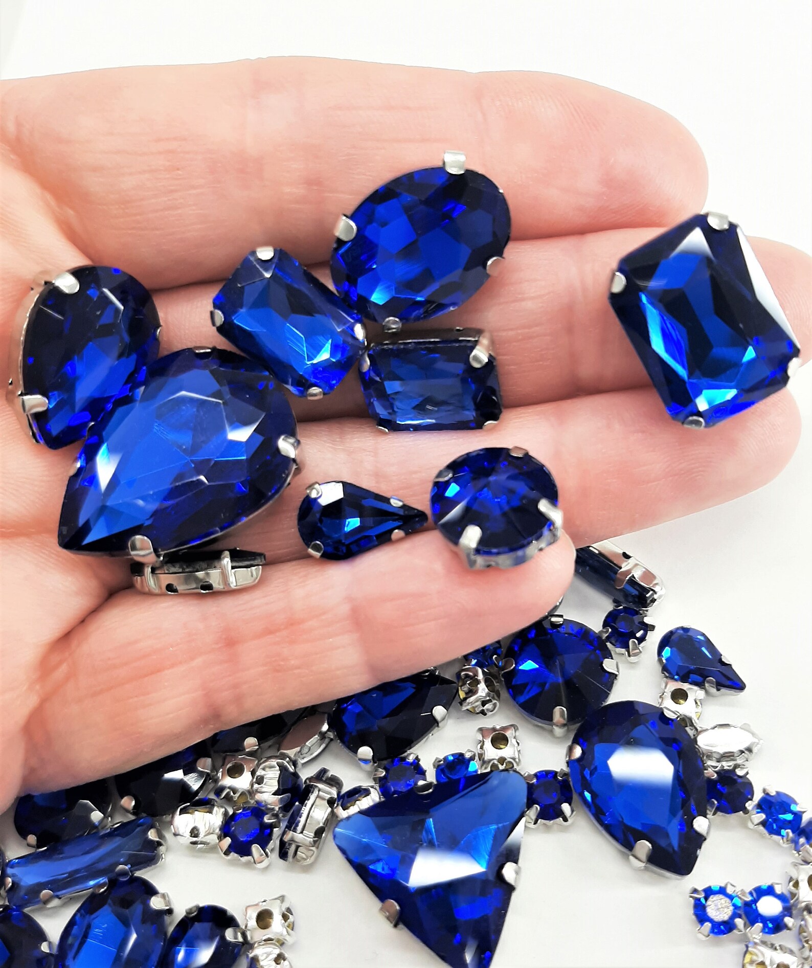 Wholesale Pack Sew On Glass Dark Blue Crystal Rhinestones Etsy