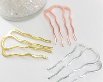 Pack of 2 Small Metal Hair Combs, Tiara Making & Millinery, Silver, Gold or Rose Gold (CBP-112)