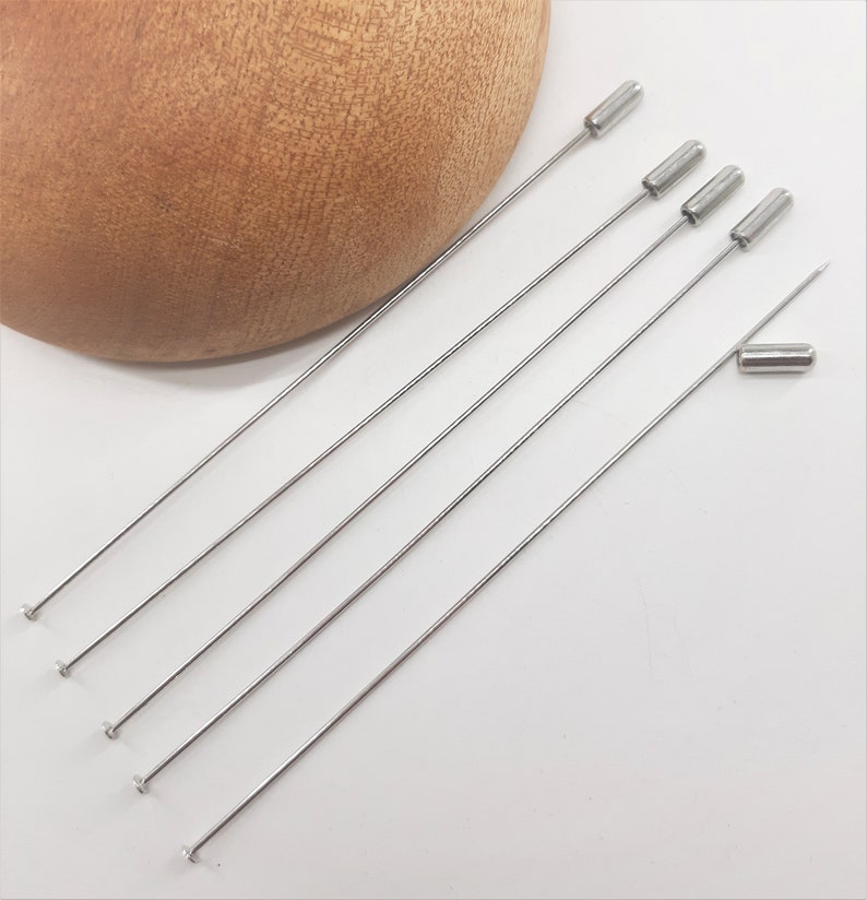 Packs of DIY Blank Hatpins with Caps, 2 Sizes available, Platinum tone CBP-111 zdjęcie 3