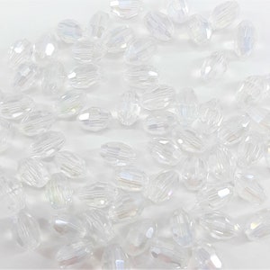 Pack of 50 Faceted Glass Rice Beads AB Glass Crystal 6mm x 8mm CRP-104 image 4