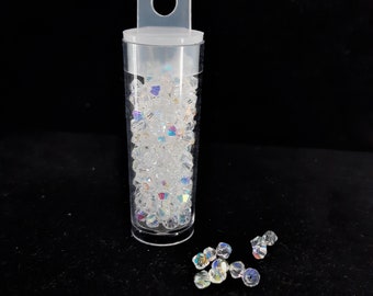 Tube of Quality Glass Clear or AB Crystal 4mm Bicones , Approx. 180 Pieces