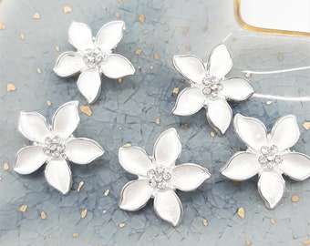 PK of 5 Rhinestone Crystal Flower Buttons with a shank back for Tiara Making & Millinery (FLL-105)