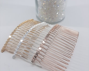 Pack of 5 Metal Hair Combs for DIY Tiara Making Colour Choice of Rose Gold, Bright Gold, Bright Silver Tone (CBP-101)