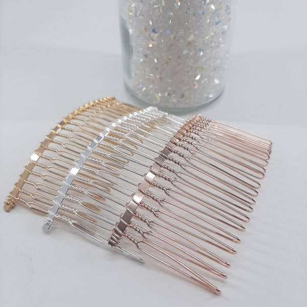 5er-Pack Metall-Haarkämme für die DIY-Tiara-Herstellung, Farbauswahl: Roségold, helles Gold, helles Silber (CBP-101)