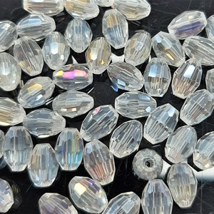 Pack of 50 Faceted Glass Rice Beads AB Glass Crystal 6mm x 8mm CRP-104 image 1