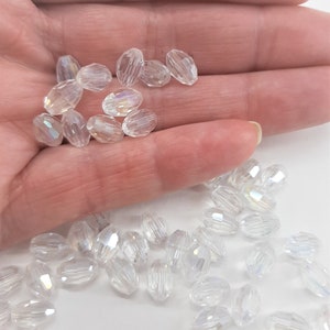 Pack of 50 Faceted Glass Rice Beads AB Glass Crystal 6mm x 8mm CRP-104 image 3