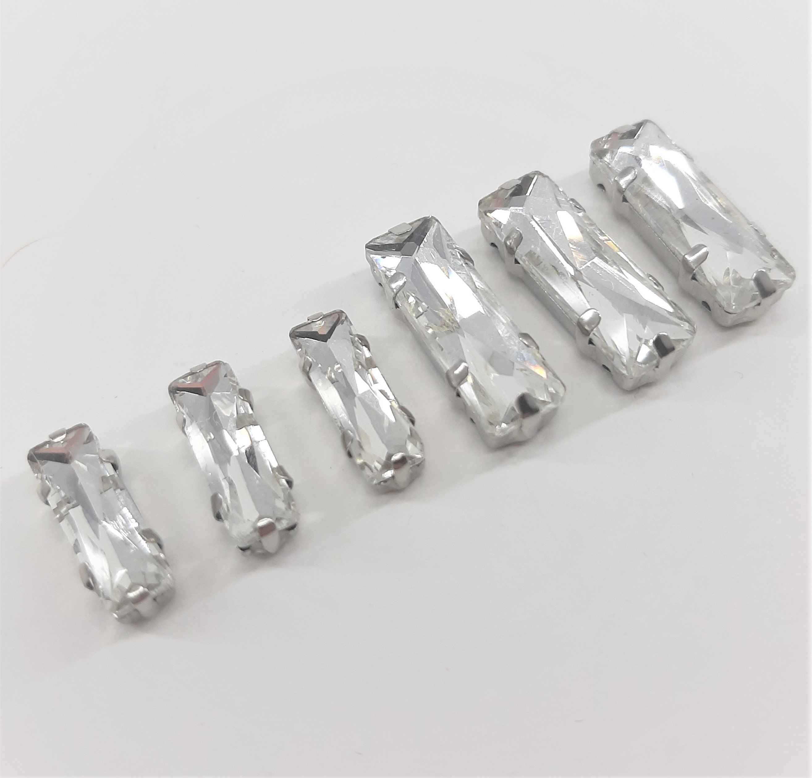 Pack of 10 Clear Glass Rhinestone Baguettes in a Sew on Etsy UK