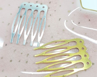 Packs of Small Metal Hair Combs for, Tiara Making & Millinery, Silver or Gold Tone (CBP-104)