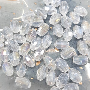 Pack of 50 Faceted Glass Rice Beads AB Glass Crystal 6mm x 8mm CRP-104 image 2