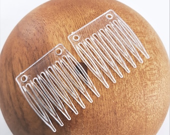 Packs of Small Clear Plastic Hair Combs for with holes, Tiara Making & Millinery (CBP-107)