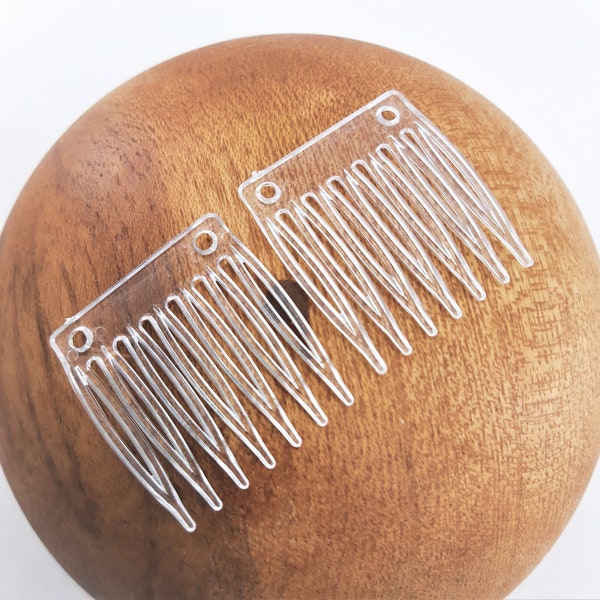 Packs of Small Clear Plastic Hair Combs for with holes, Tiara Making & Millinery (CBP-107)